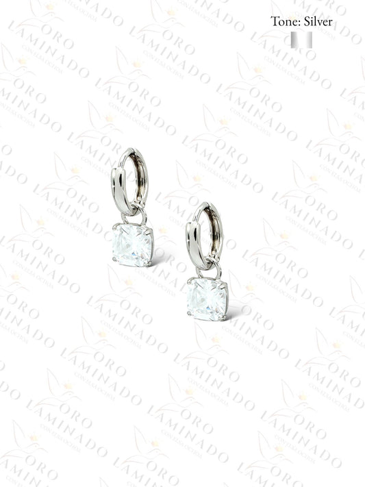 High Quality Silver Diamond Hoop Earrings Y366