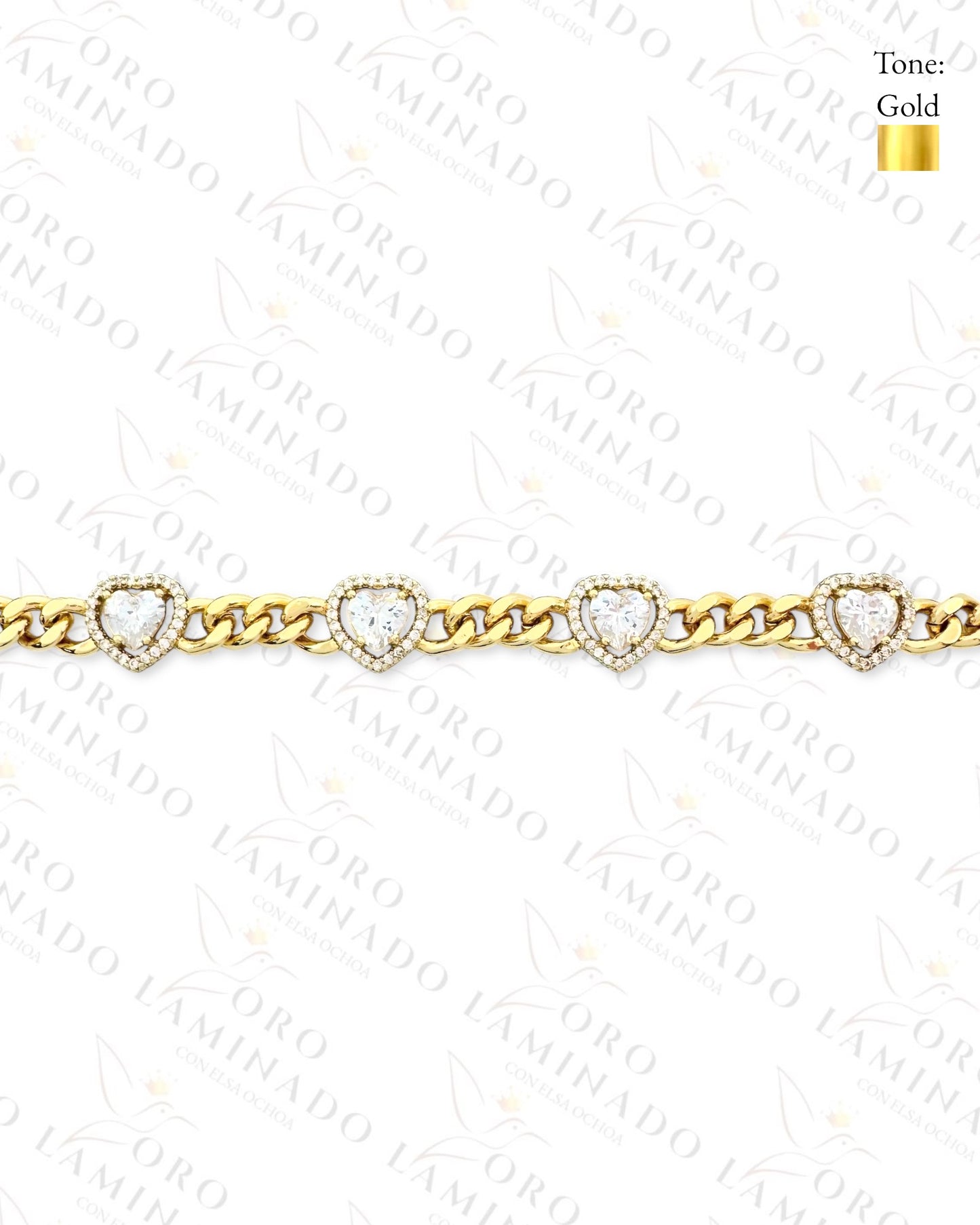 High Quality Crystal Hearts Chain Set (Gold Filled) C188