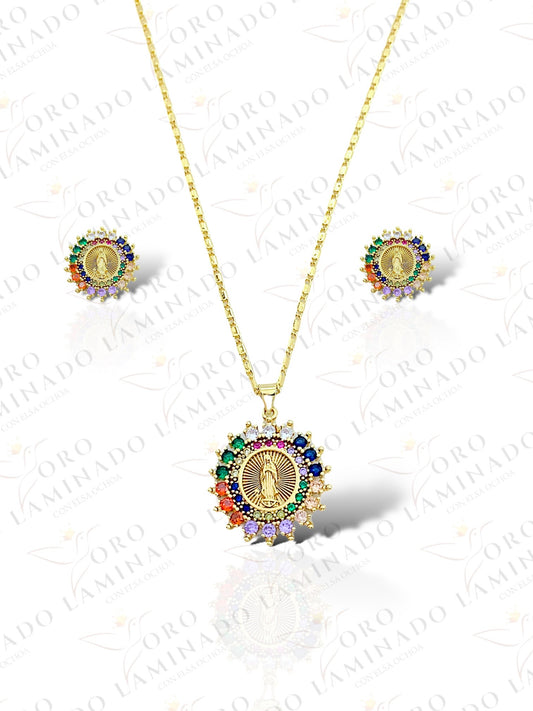 Multicolored  Virgen de Guadalupe Round Set G382