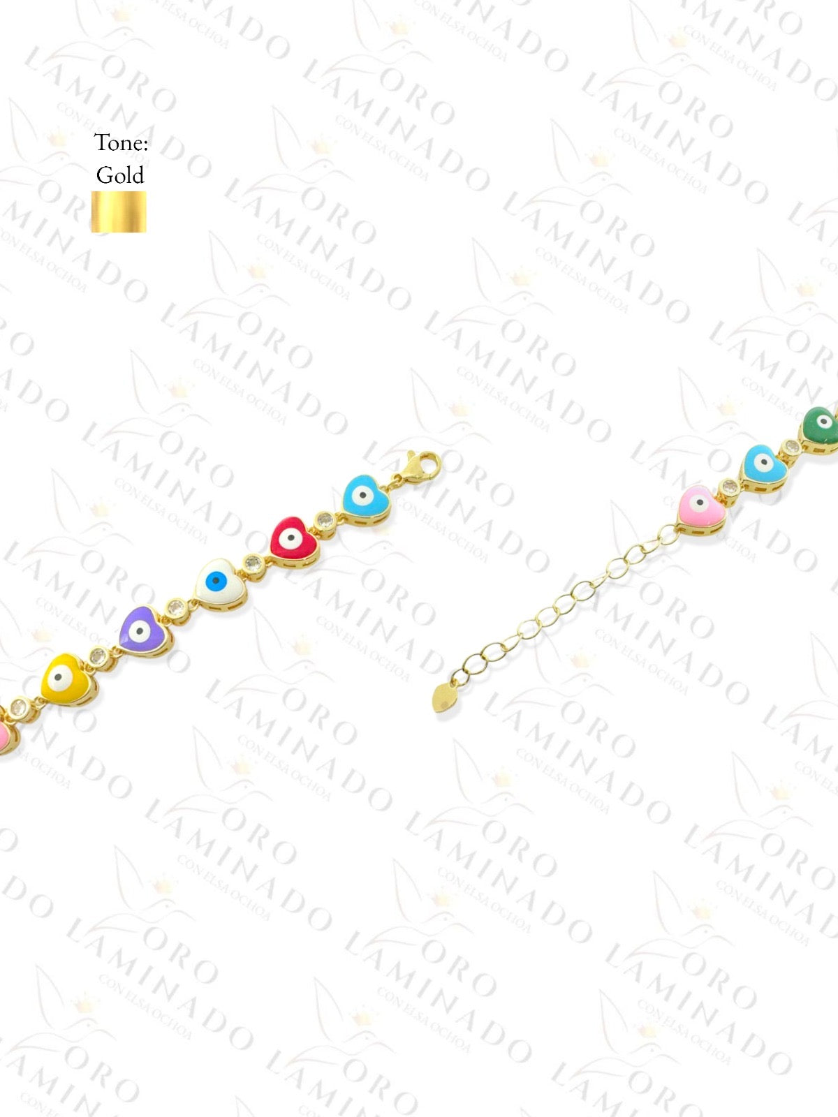 Gold Filled Multi-Color Heart Eye Anklet Y238