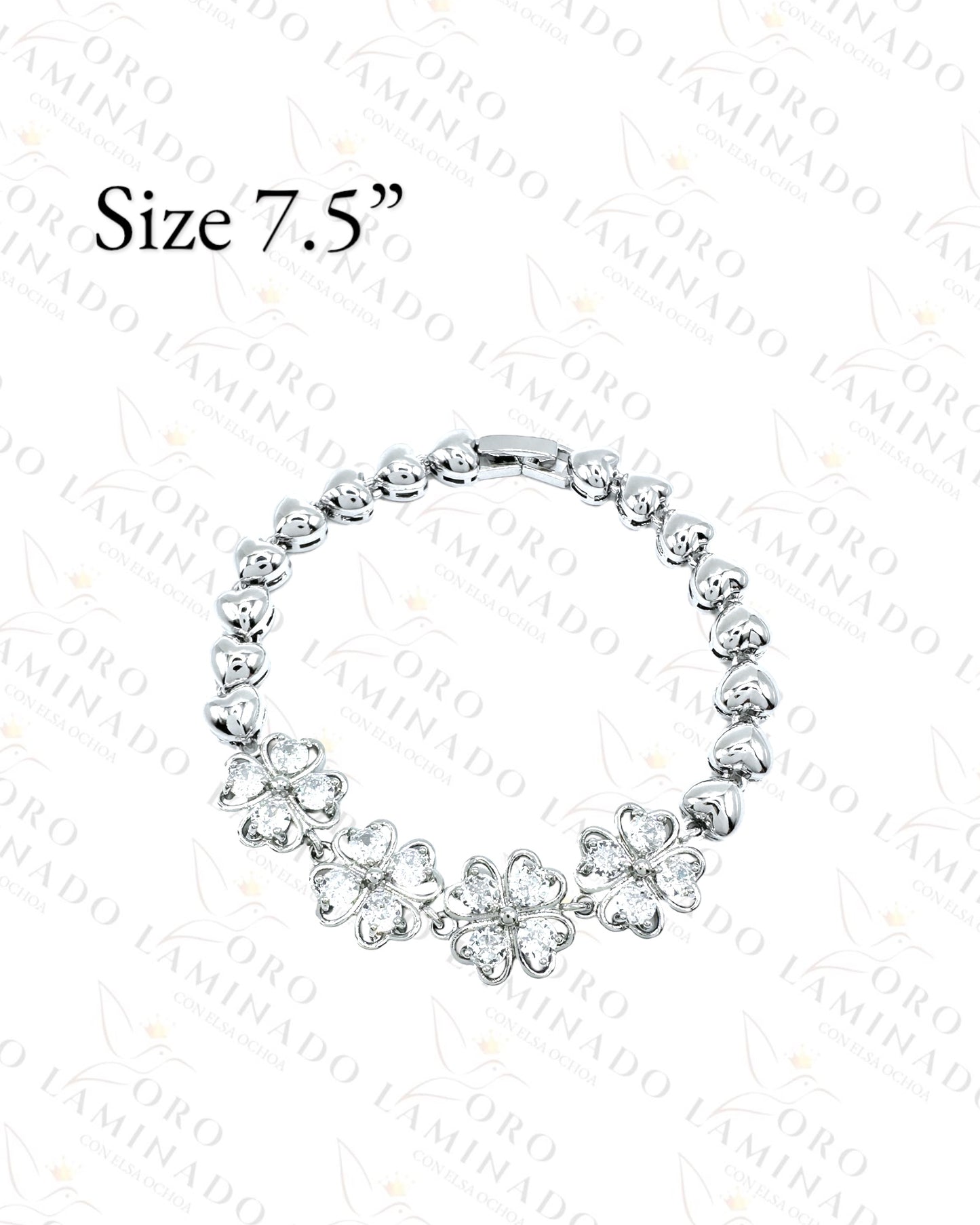 Silver Crystal Flowers Bracelet (Pack of 6) G172