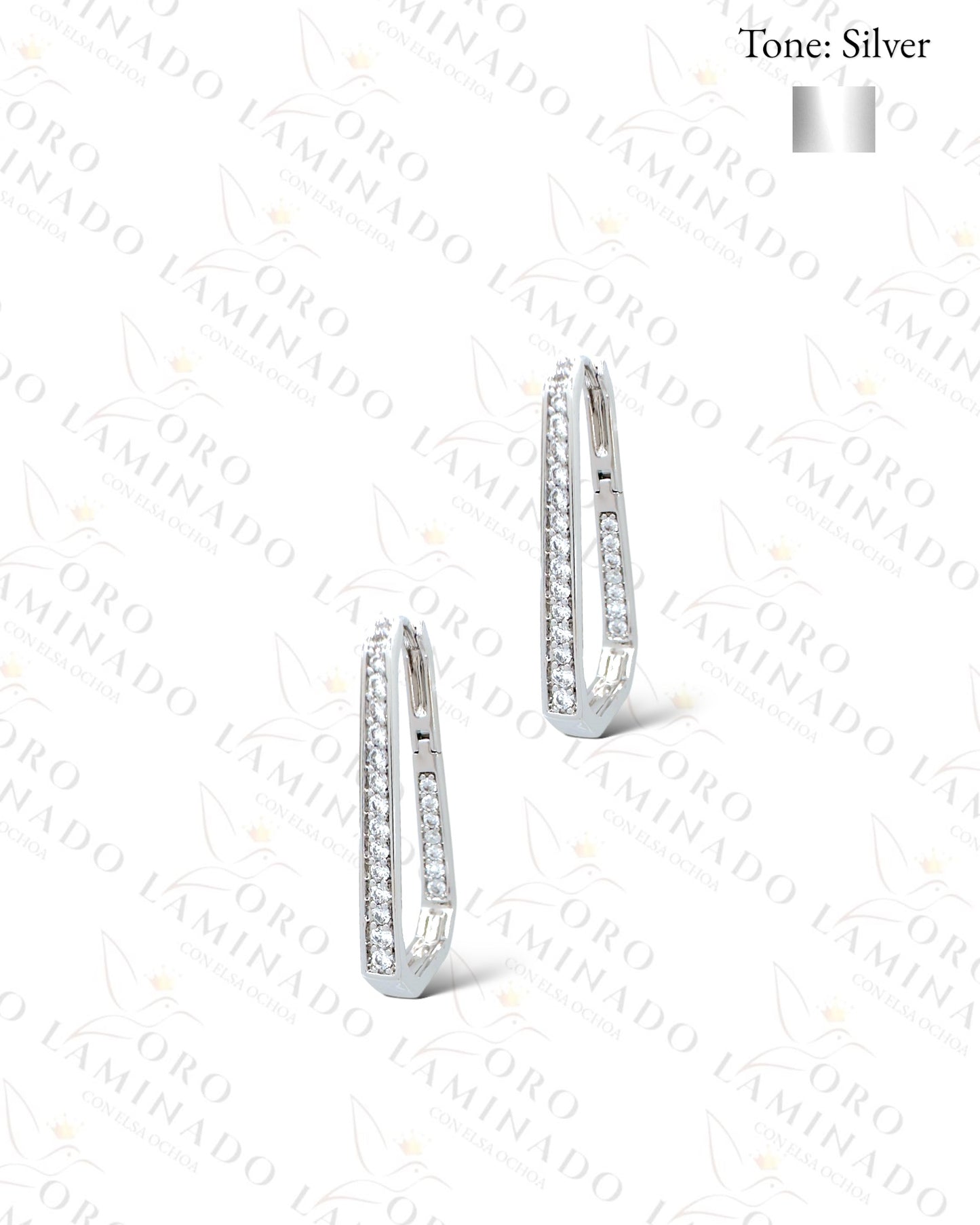 High Quality Silver Rectangle Hoop Earrings B85