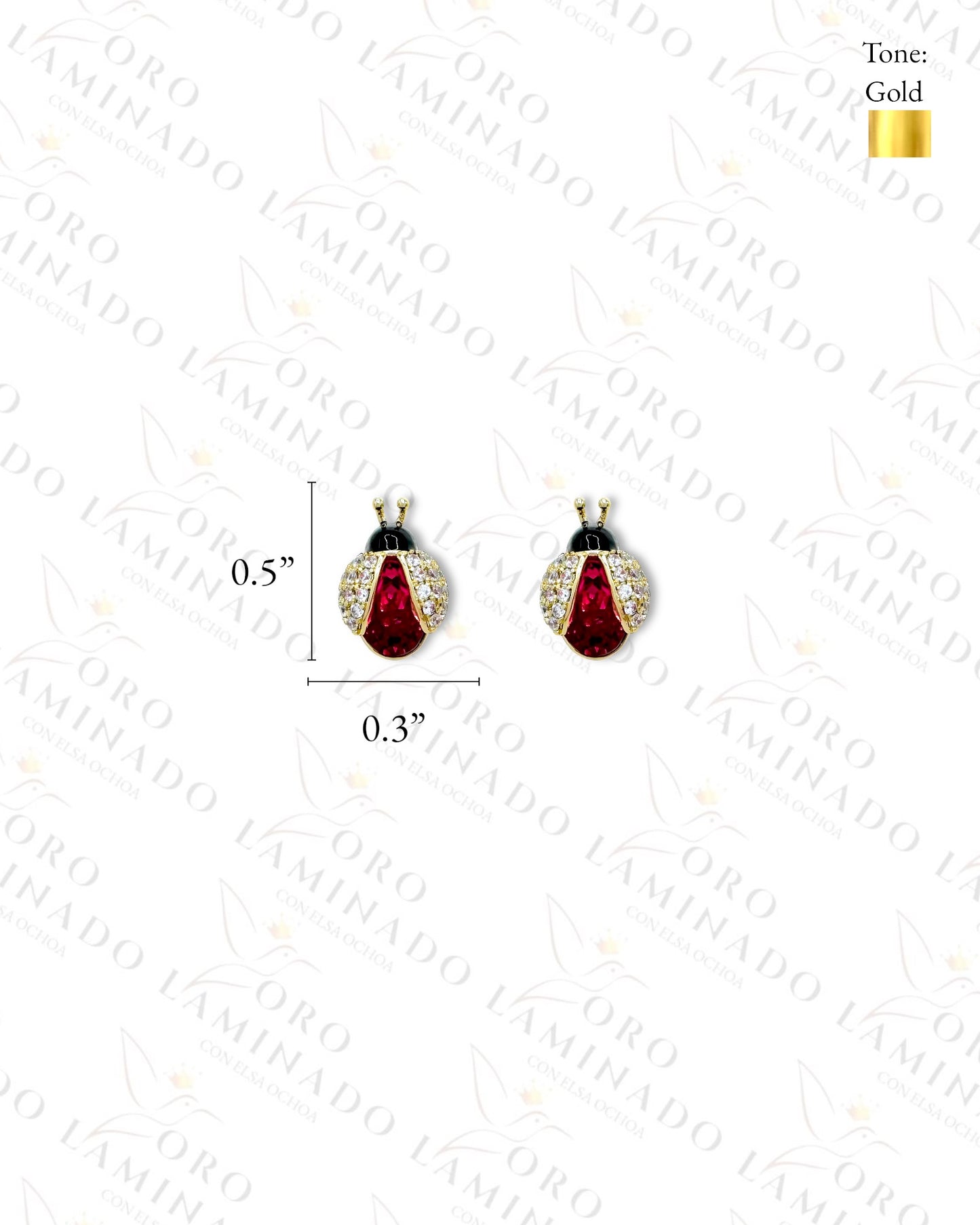 High Quality Diamond Ladybug Earrings (Gold Filled) R102