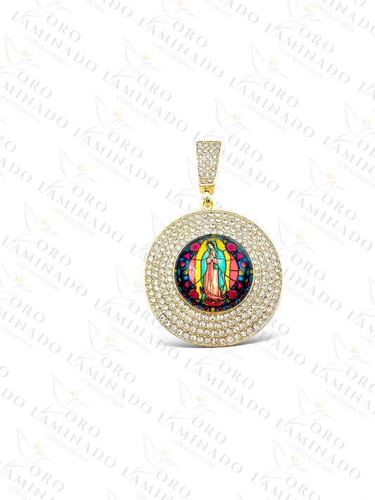 Gold Filled Virgin Mary Round Pendant C123
