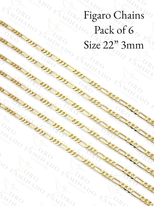 Figaro Chains Pack of 6 Size 22" 3mm B19