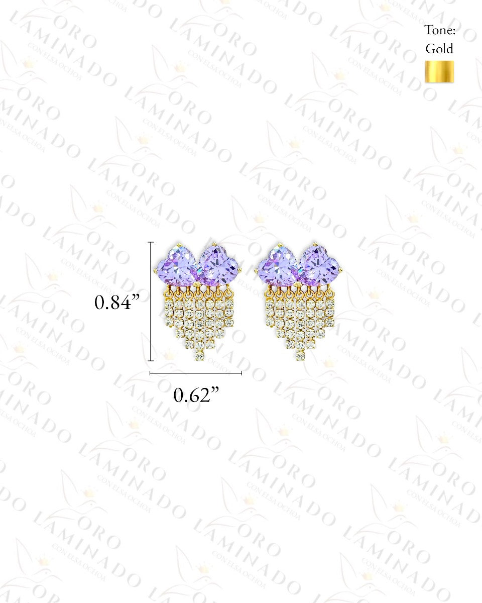 High Quality Double Purple Heart Earrings C314