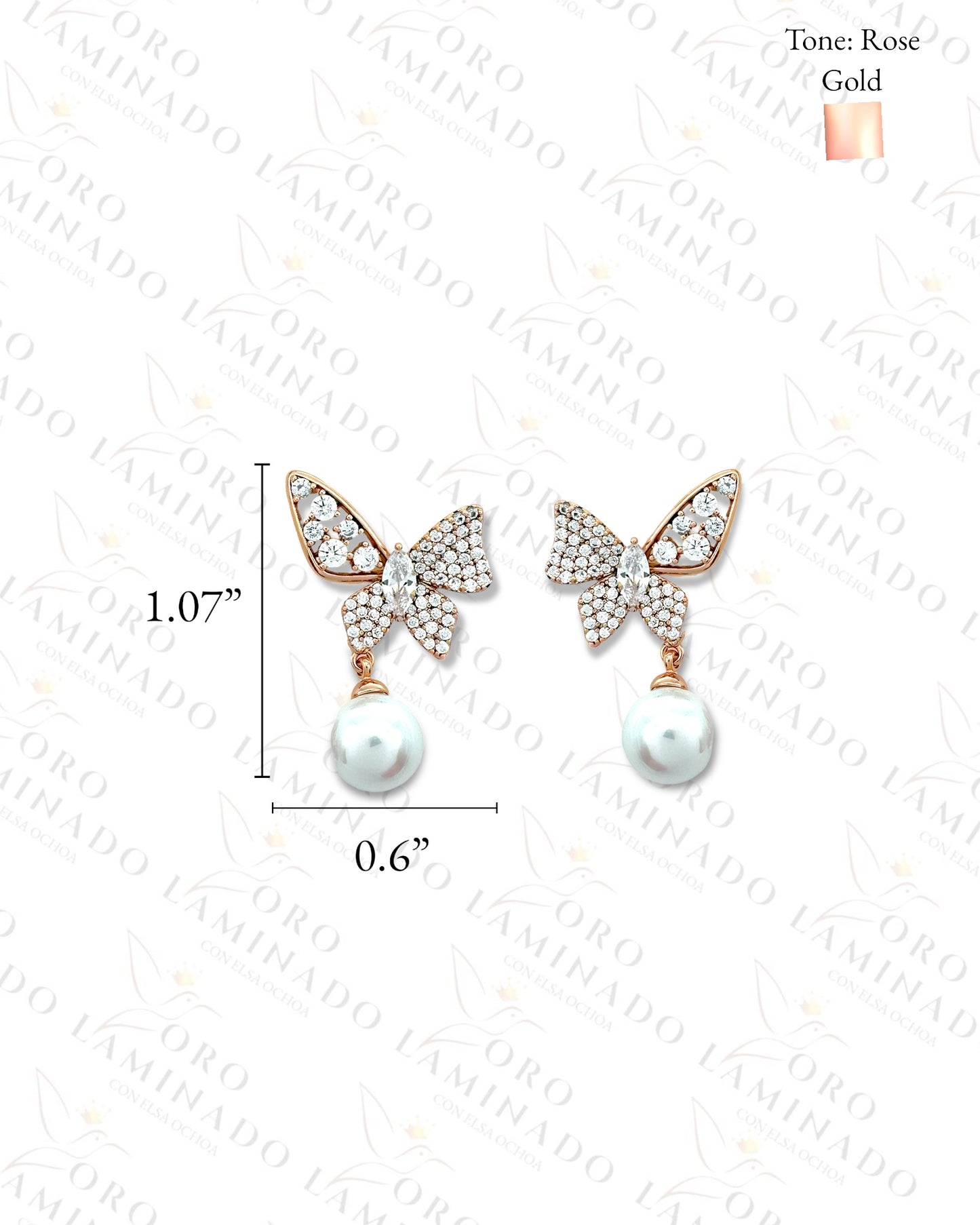 High Quality Crystal Butterfly Earring With Pearl G93