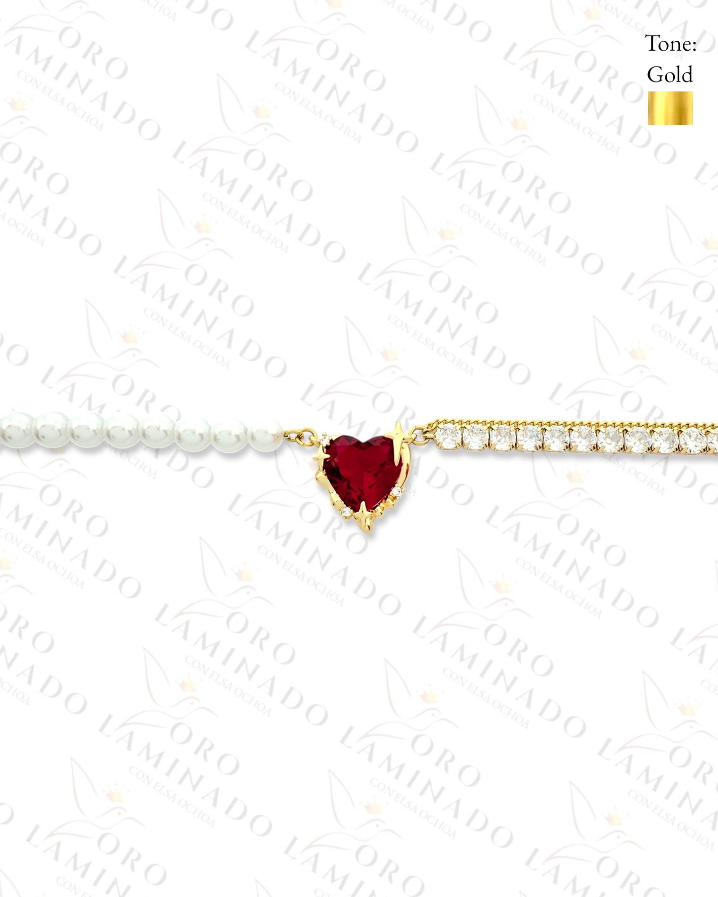 High Quality Red Crystal Heart Necklace (Gold Filled) B179