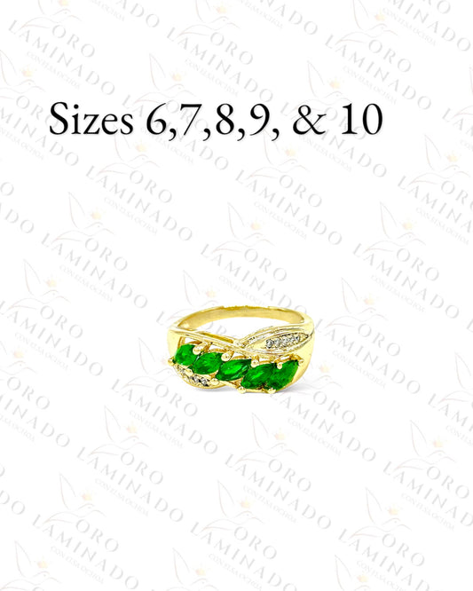 High Quality Green Leaves Stone Ring G456