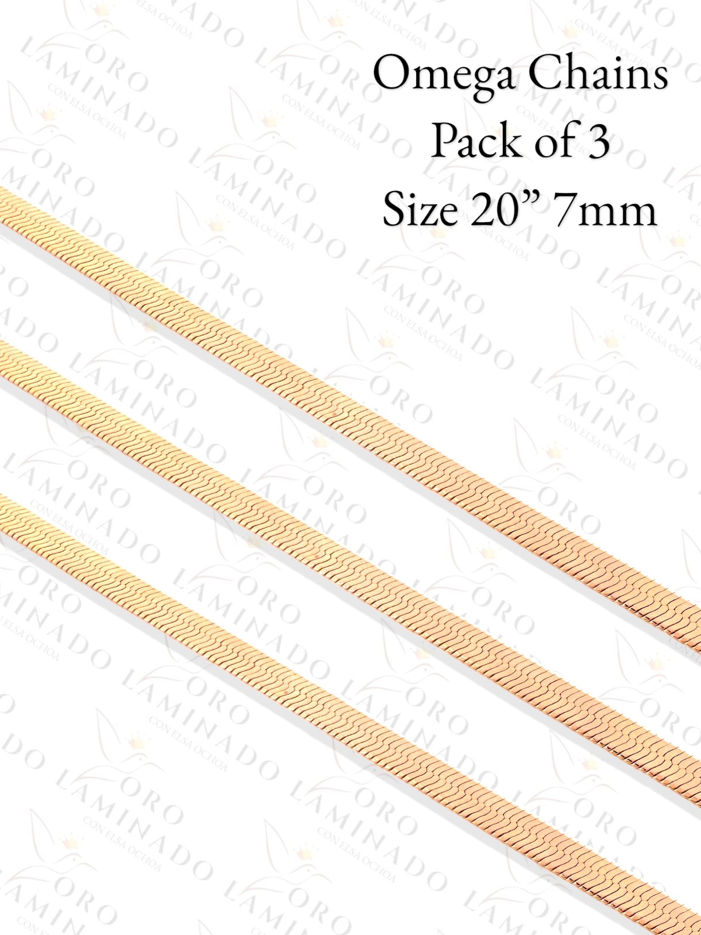 High Quality Rose Gold Omega Chains Pack of 3 Size 20" 7mm Y180