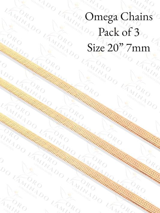 High Quality Rose Gold Omega Chains Pack of 3 Size 20" 7mm Y180