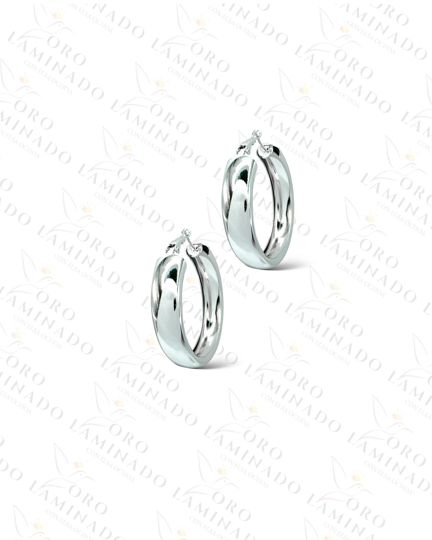 High Quality Large Silver Plain Hoop Earrings C219