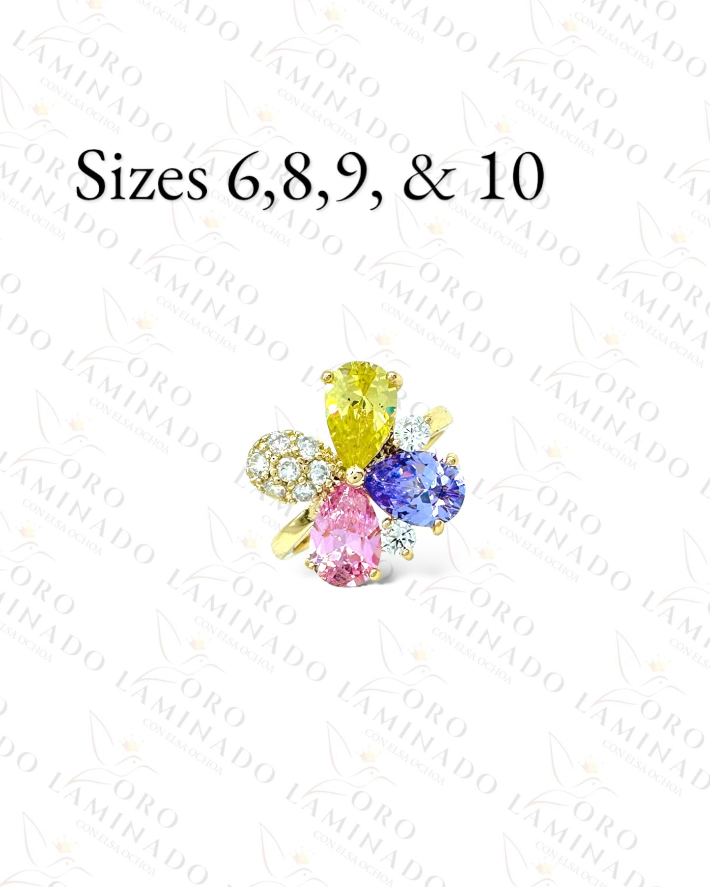 High Quality Multicolor Crystal Flower Ring G453