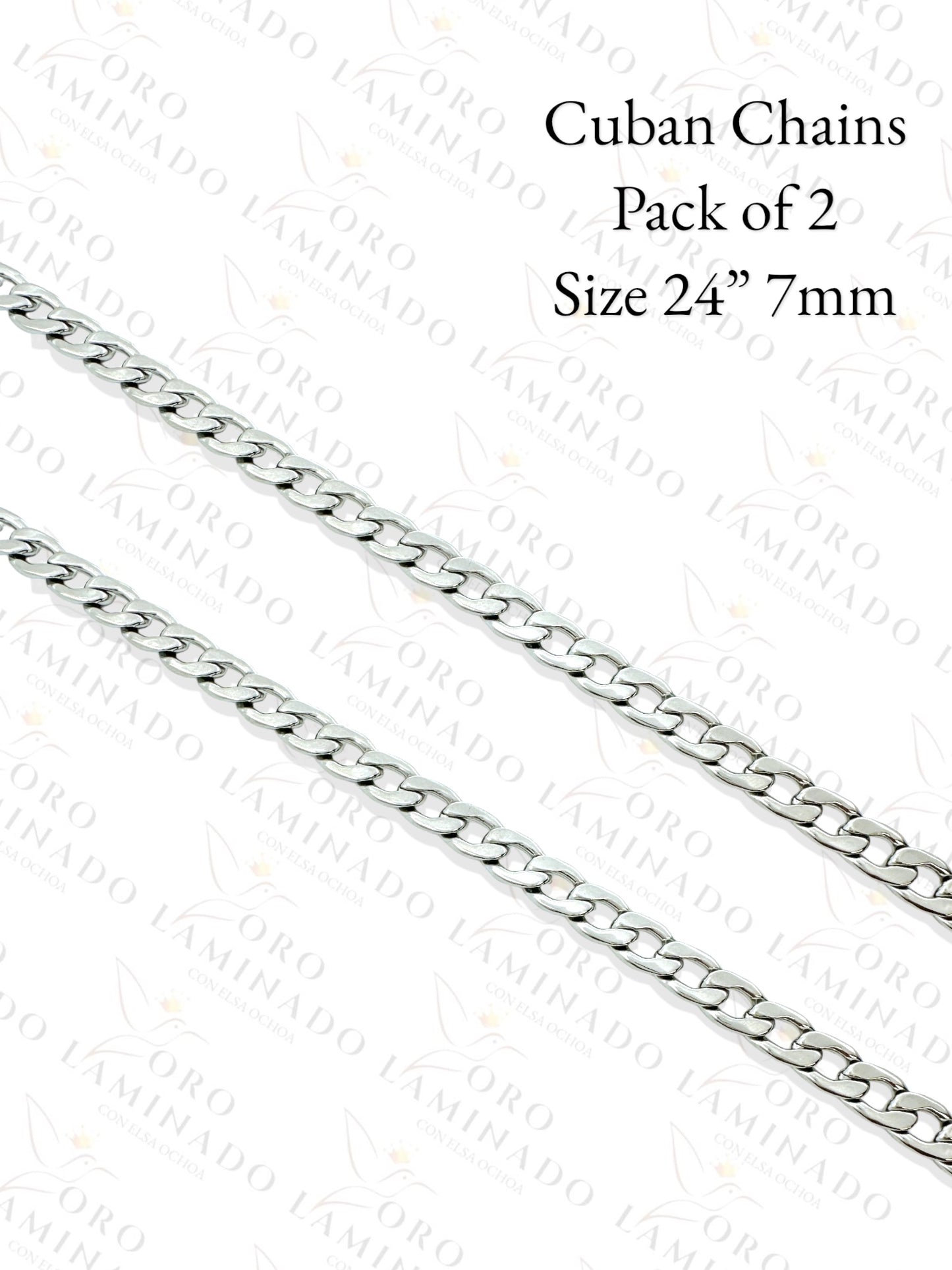 Silver Cuban Chains Pack of 2 Size 24" 7mm G196