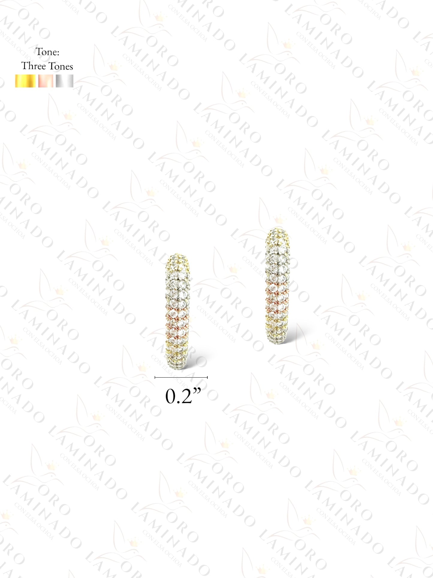 High Quality Diamond Three Tones Hoop Earrings C456