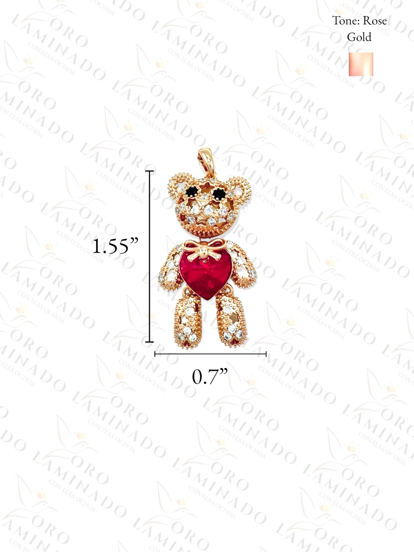 Red Crystal Heart Teddy Bear Necklace G323