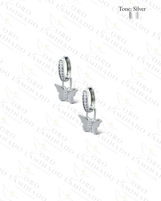 High Quality Silver Butterfly Hoop Earrings C106