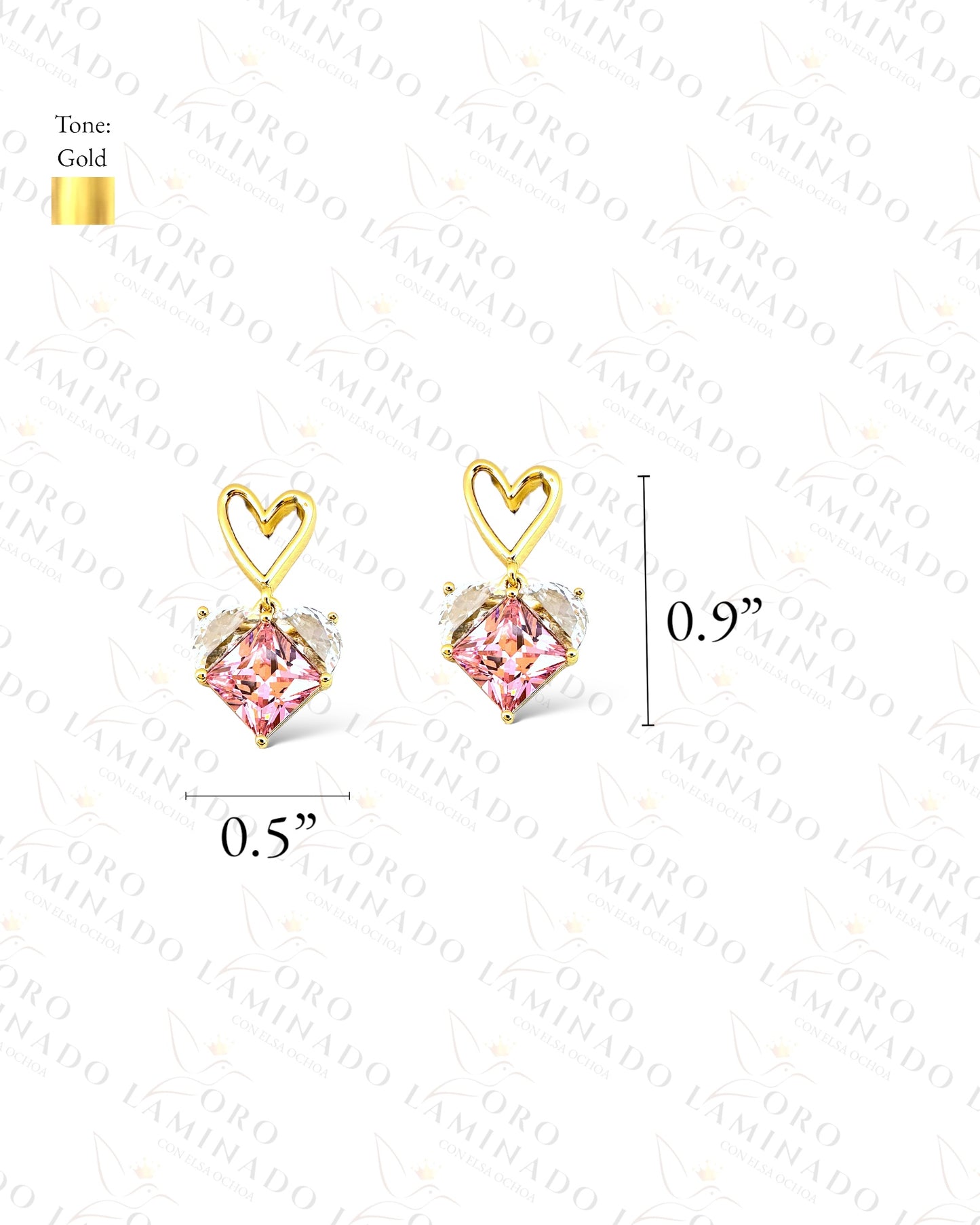 High Quality Pink Heart Earrings C387