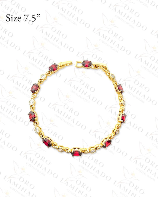 High Quality Red and Clear Stones Bracelet (Gold Filled) R76