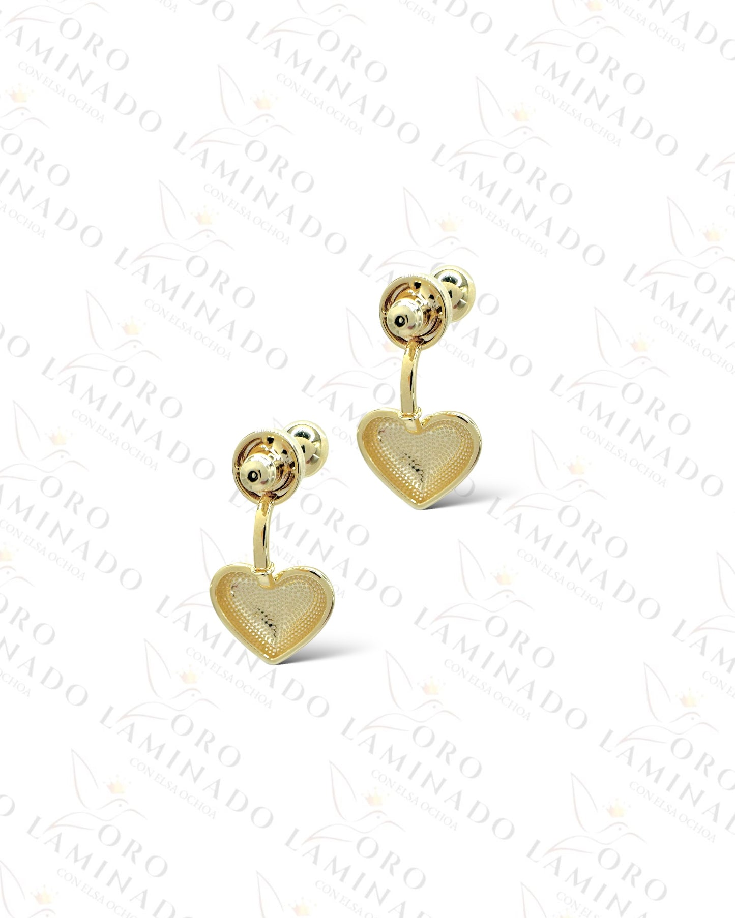 High Quality Heart and Sphere Gold Earrings R381