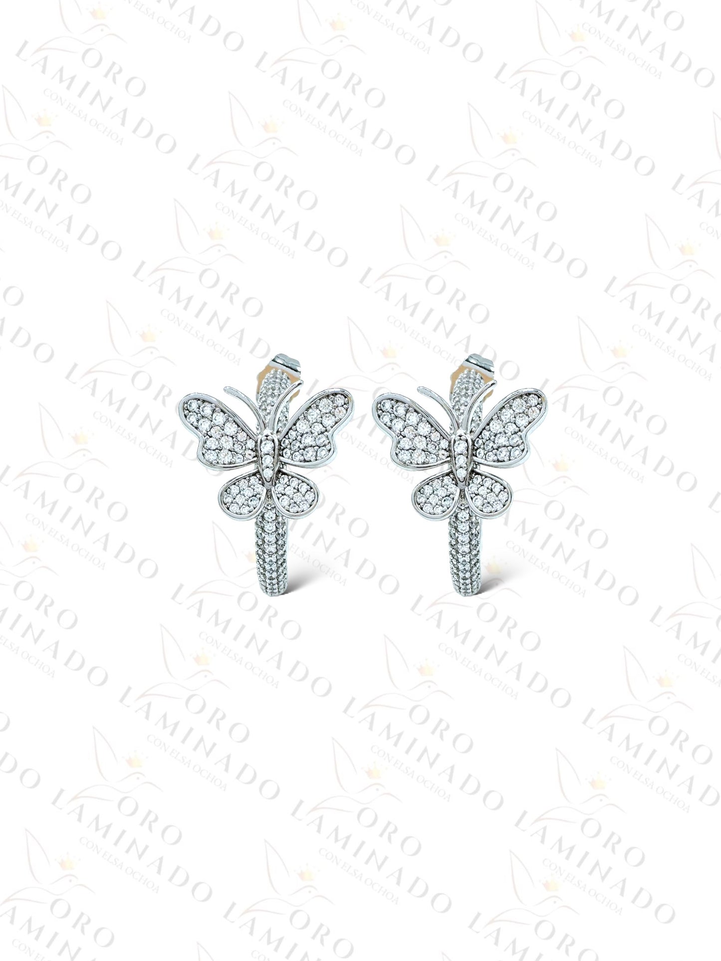 High Quality Silver Butterfly Hoop Earrings C214