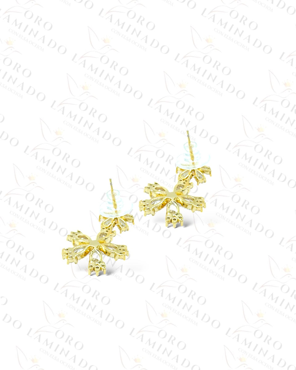 High Quality Crystal Double Flower Earrings  B425