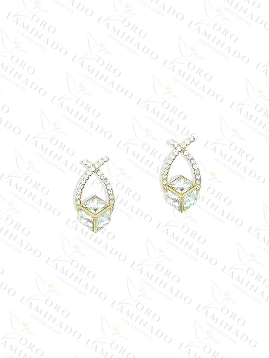 High Quality Intertwined Cube Diamond Earrings B431