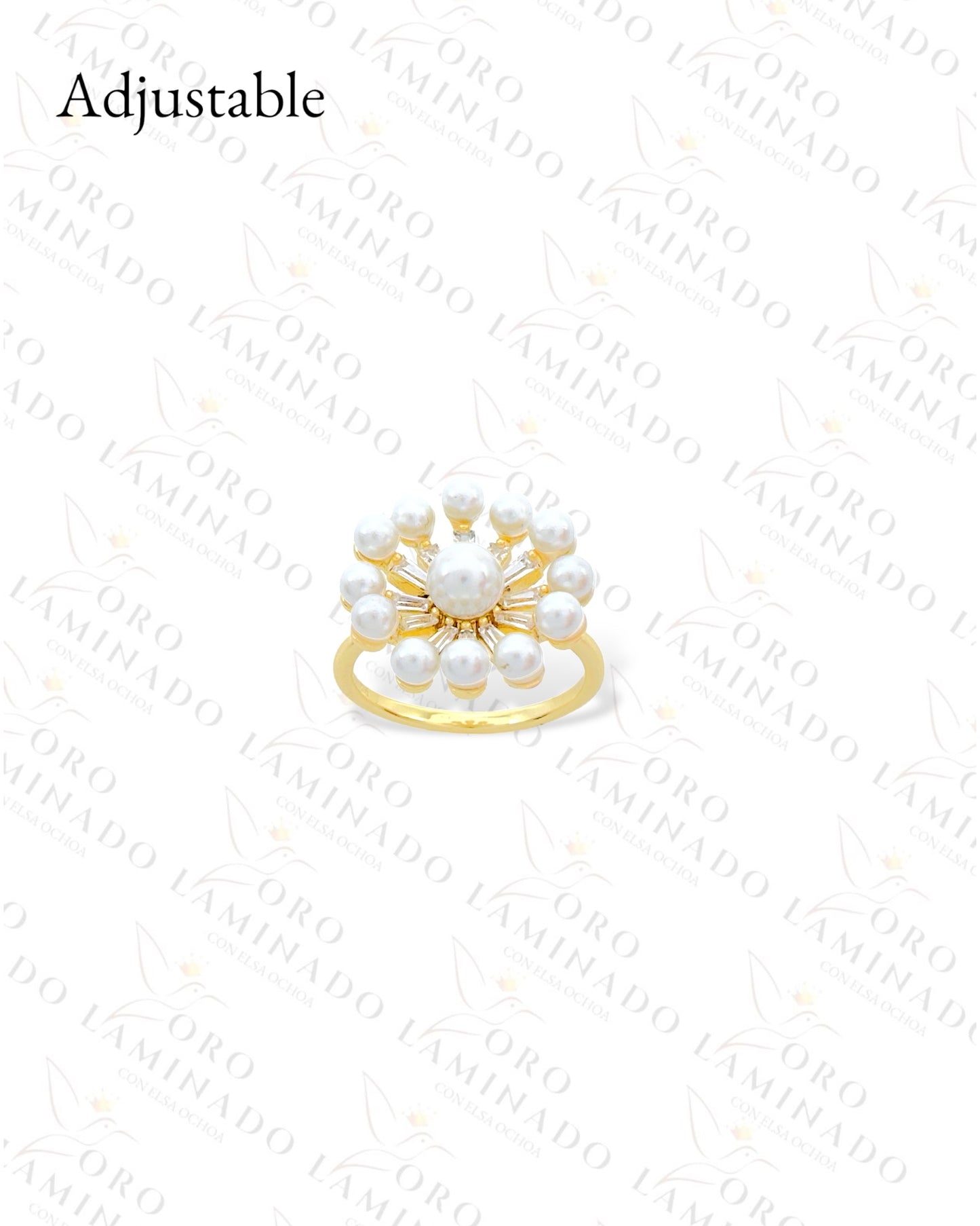 High Quality Adjustable Pearl Flower Ring (Gold Filled) R102