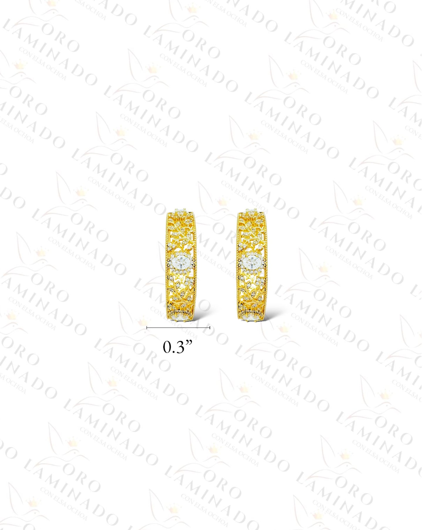 High Quality Crystal Floral Hoop Earrings (Gold Filled) C61