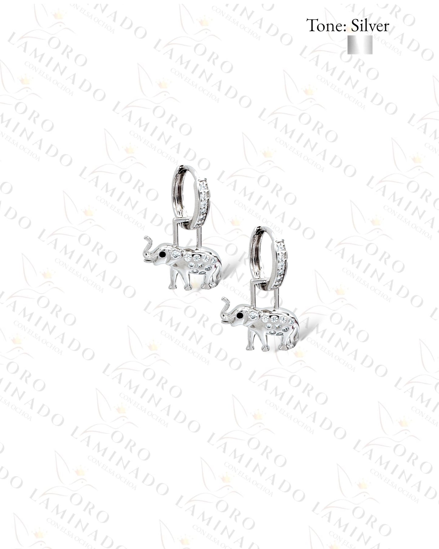 High Quality Silver Elephant Hoop Earrings C191