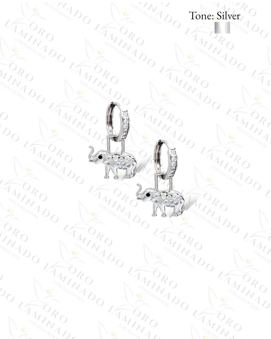 High Quality Silver Elephant Hoop Earrings C191