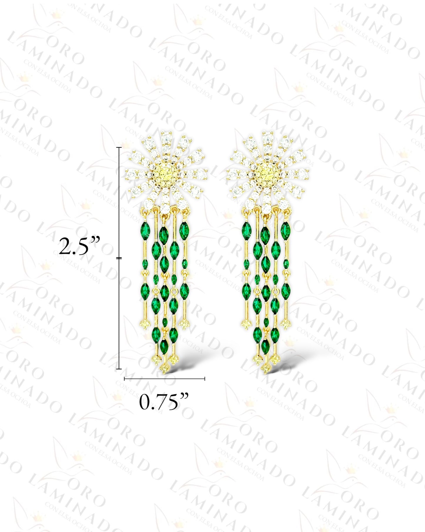 High Quality Green Crystal Flower Earrings G53