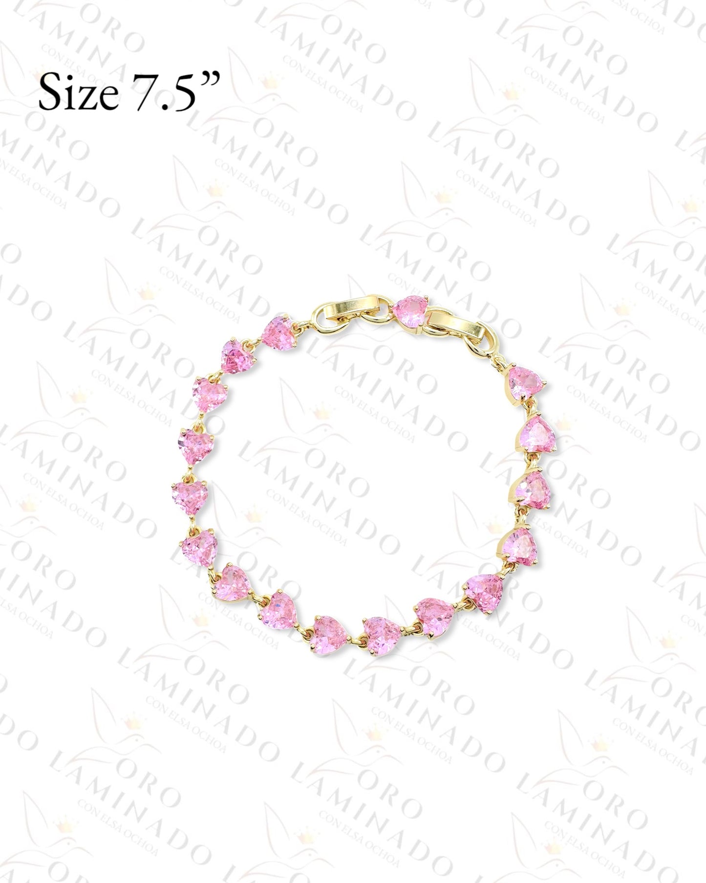 Ligth Pink Crystal Hearts Bracelet R10