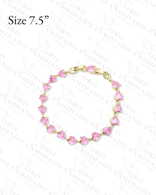 Ligth Pink Crystal Hearts Bracelet R10