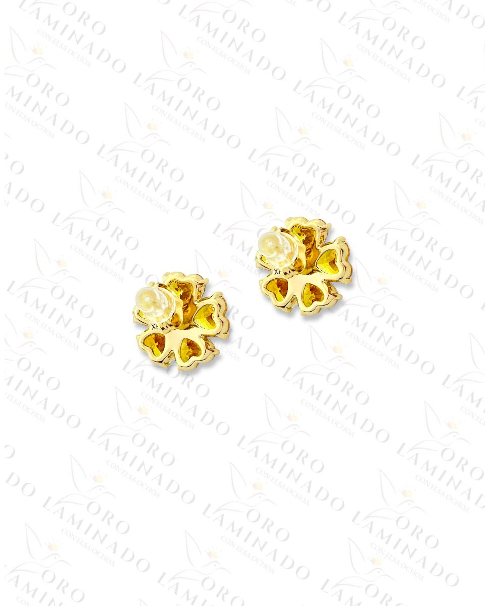 High Quality Yellow Crystal Flower Earrings  B451