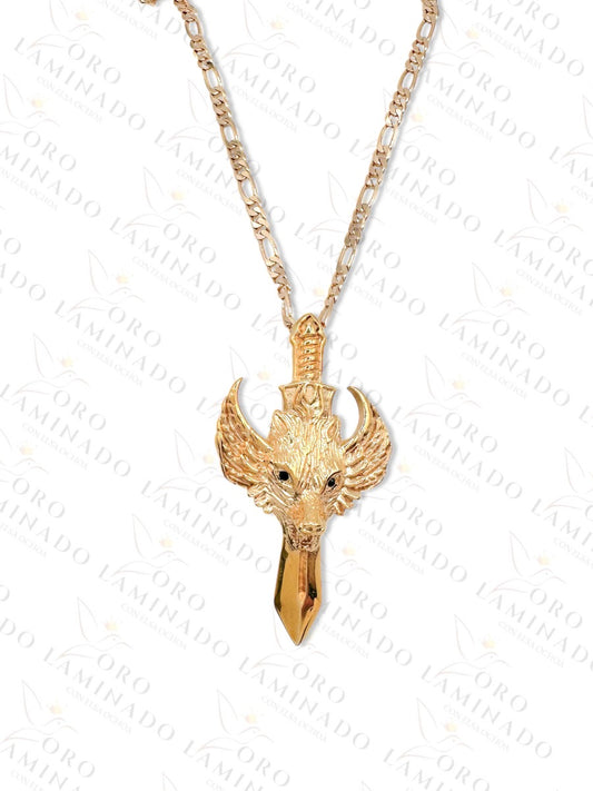 High Quality Wolf and Sword Men Necklace R192