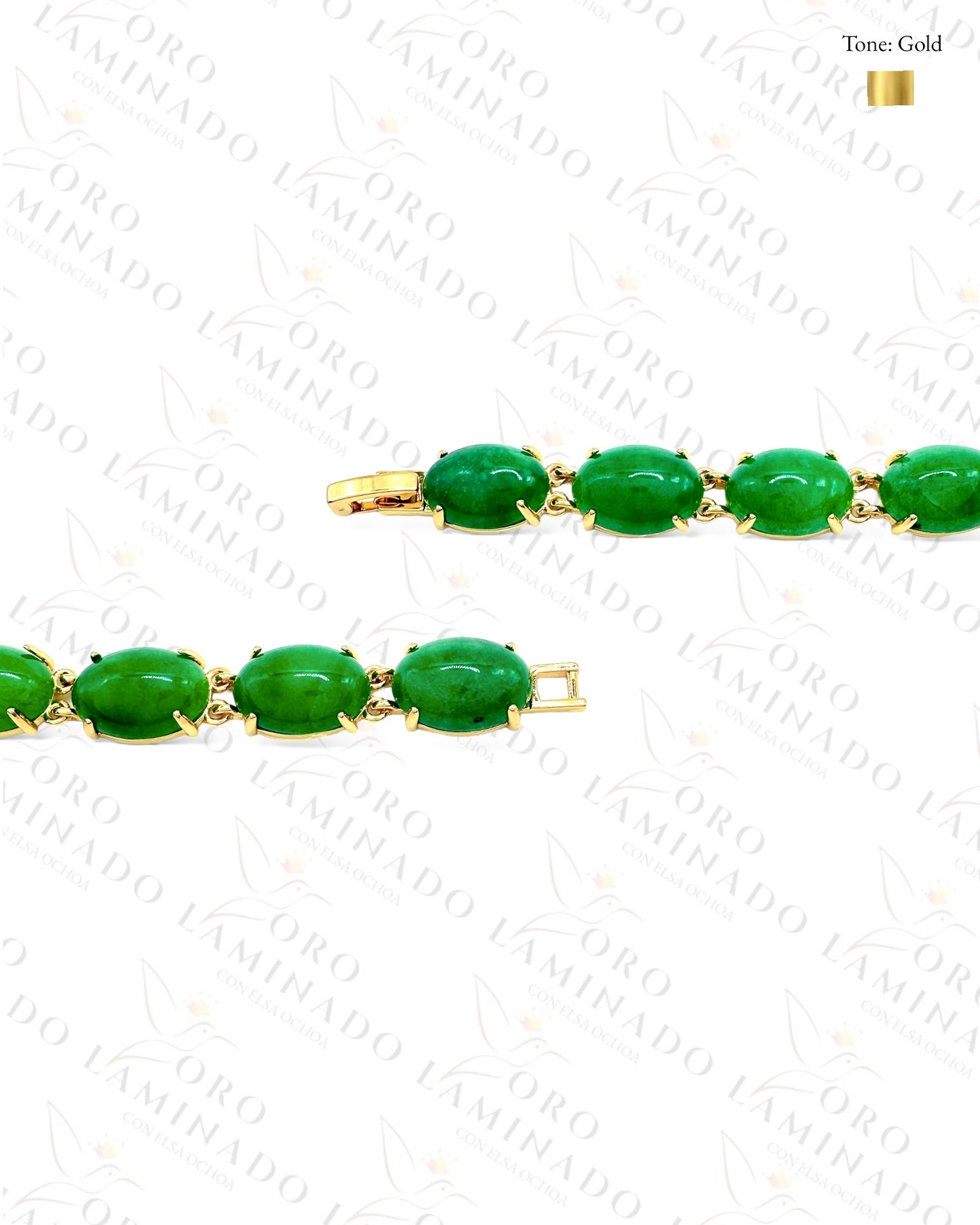 Green Round Stone Gold Bracelet R51