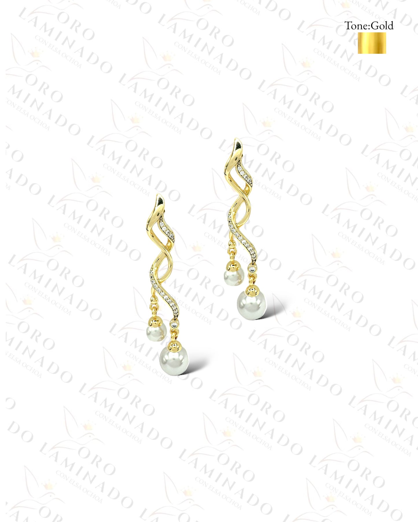 High Quality Golden and Pearl Twisted Earrings B461