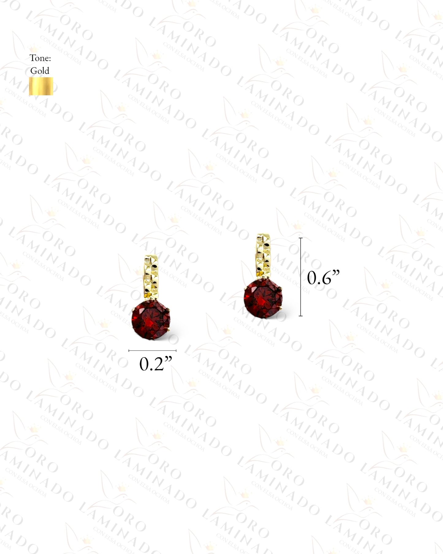 High Quality Red Round Stone Earrings R115