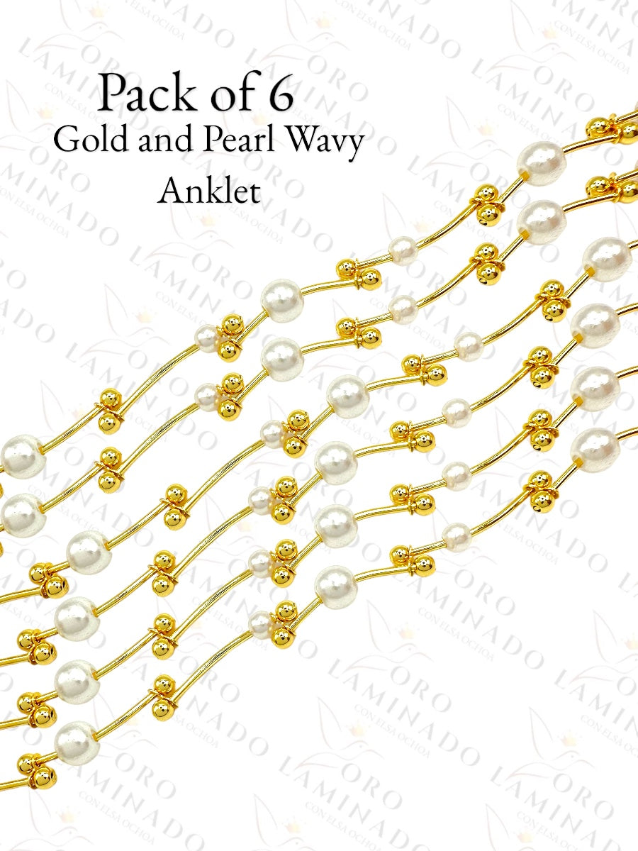 Pearls and Gold Anklet (Pack of 6) G234