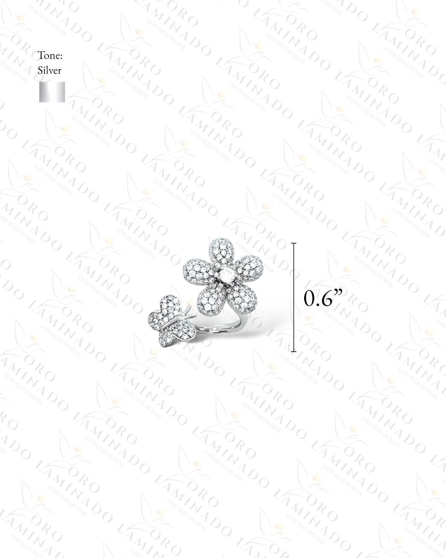 High Quality Adjustable Silver Flower Ring B67