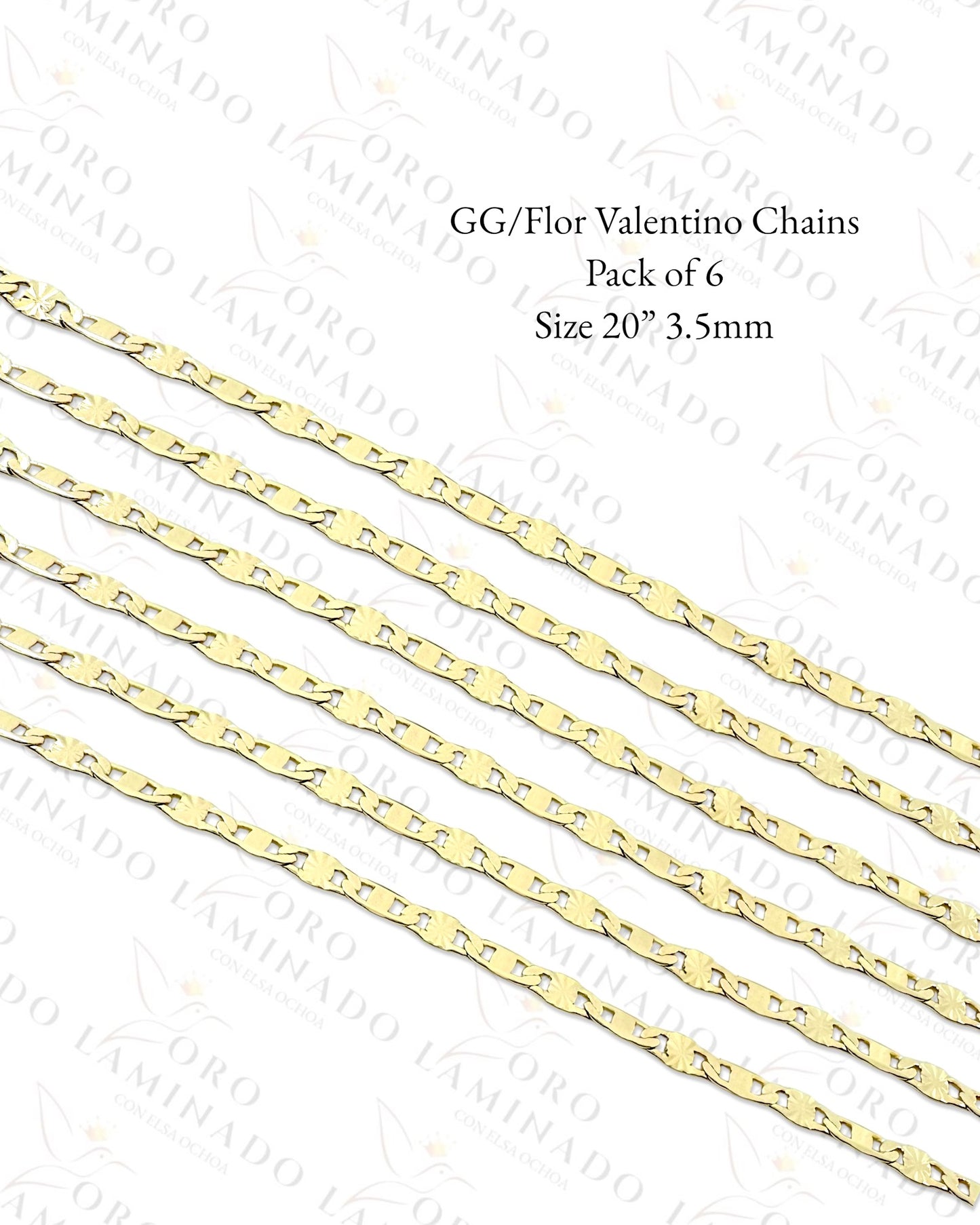 Gold Filled GG with Flor Valentino Chains Pack of 6 Size 20” 3.5mm C352