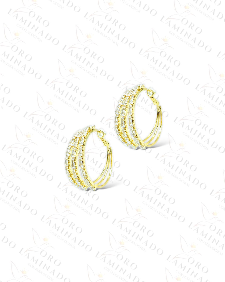 High Quality Crystal Triple Hoop Earrings R339