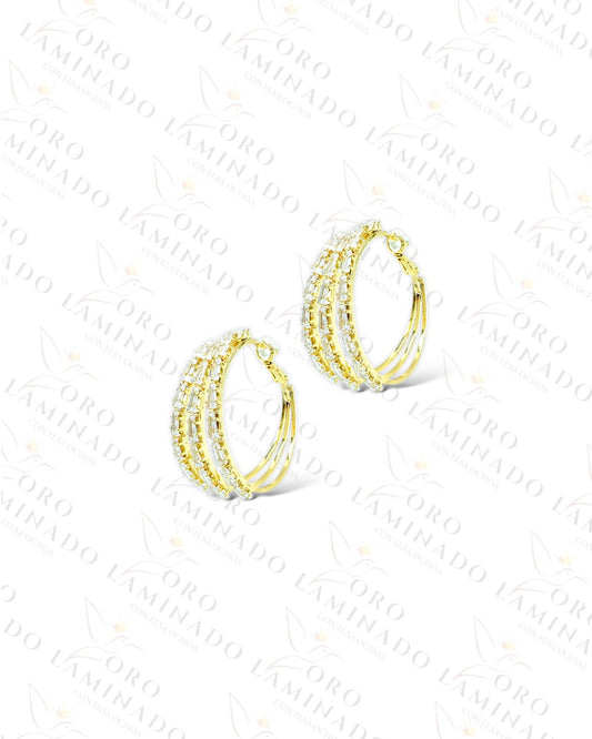 High Quality Crystal Triple Hoop Earrings R339