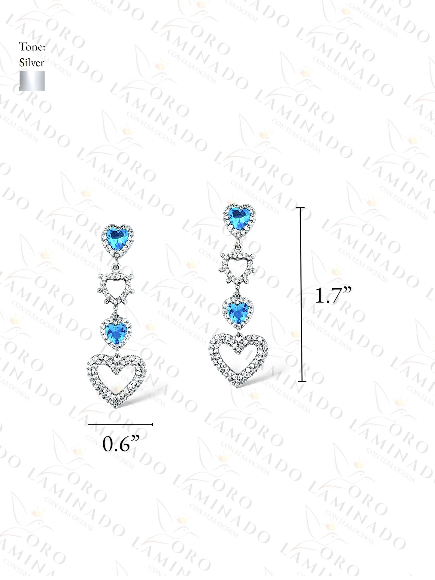 High Quality Silver and Blue Heart Earrings G405