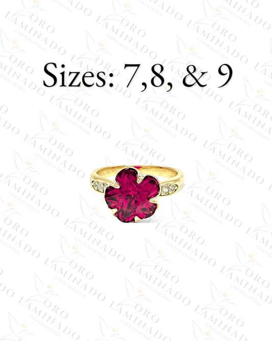 High Quality Red Crystal Flower Ring G450