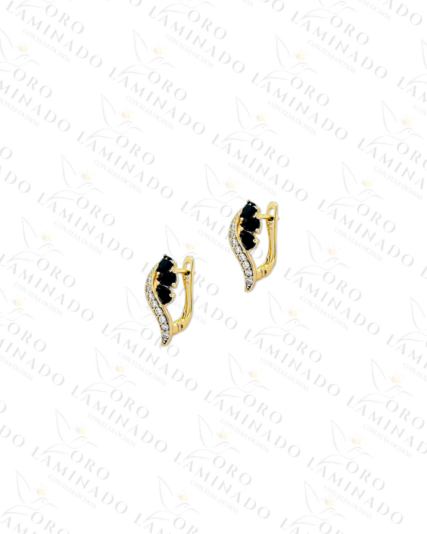 High Quality Dark Leaf Hoop Earrings (Gold Filled) C290