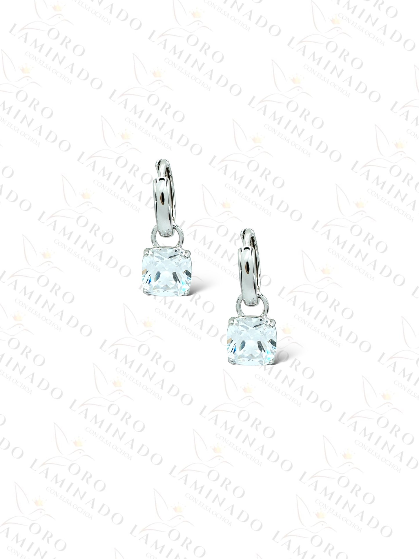 High Quality Silver Diamond Hoop Earrings Y366