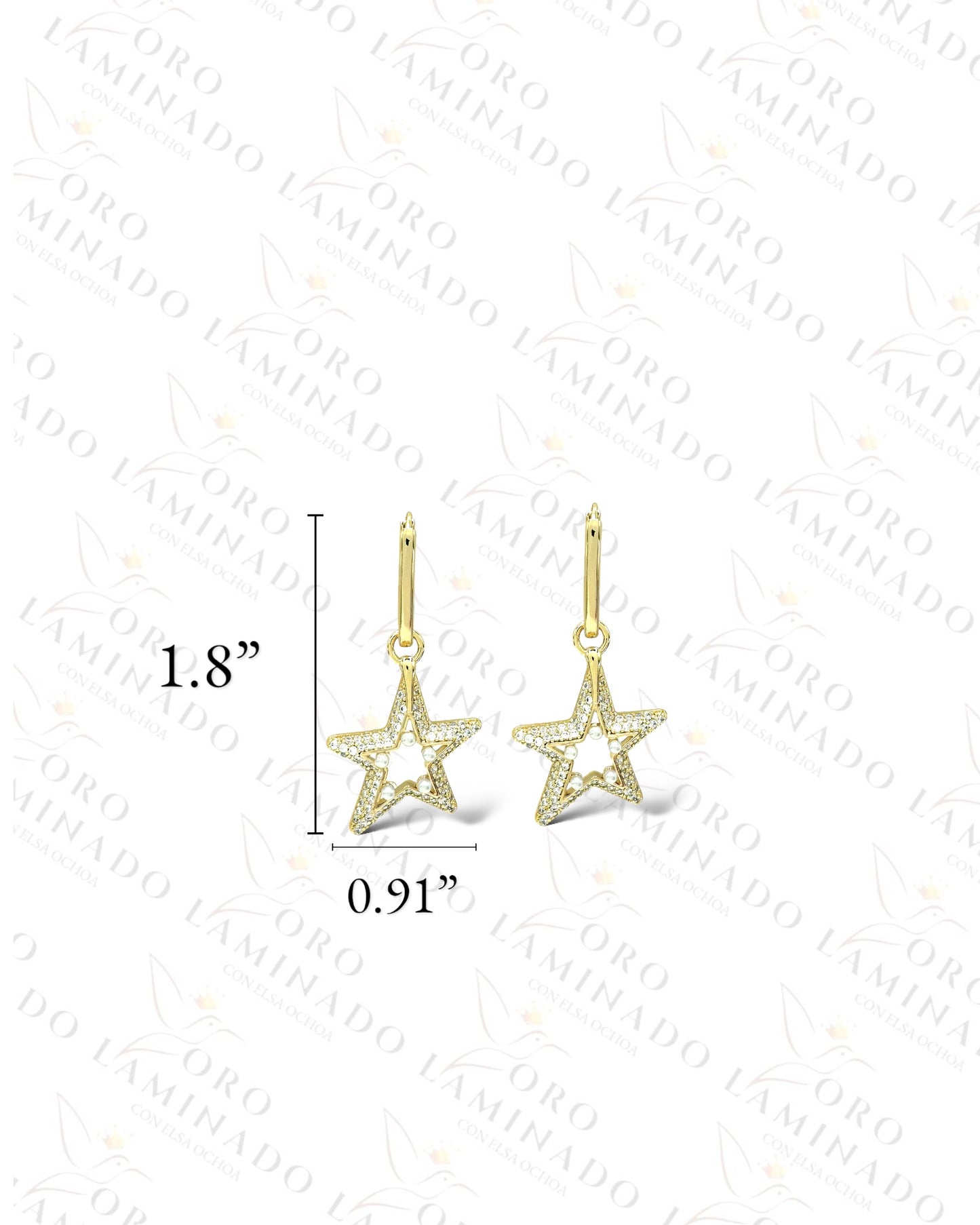 High Quality Golden Star Hoop Earrings B462