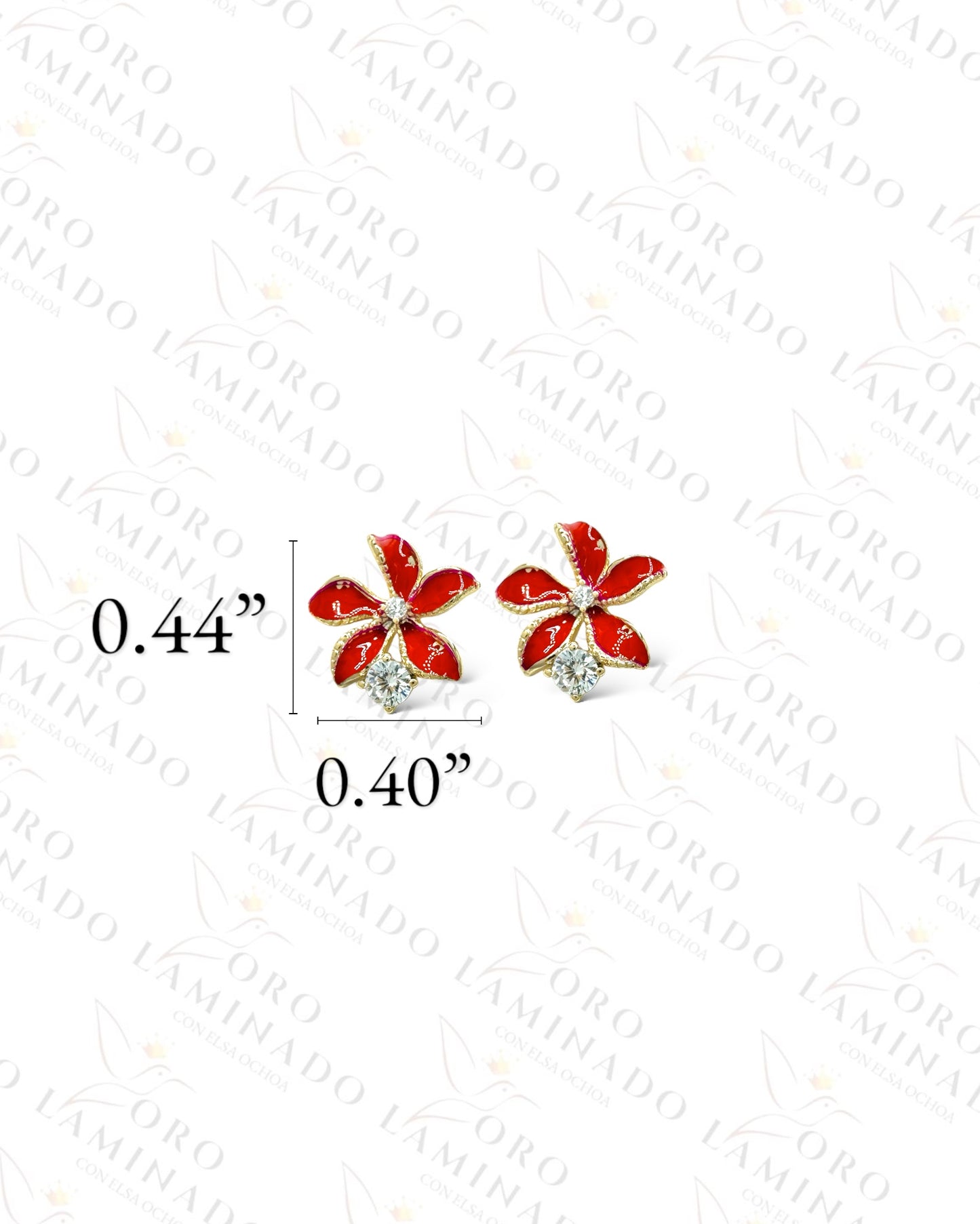 High Quality Red Flower Earrings R376